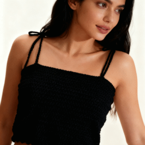 Top de crochet NEGRO Y ROSA